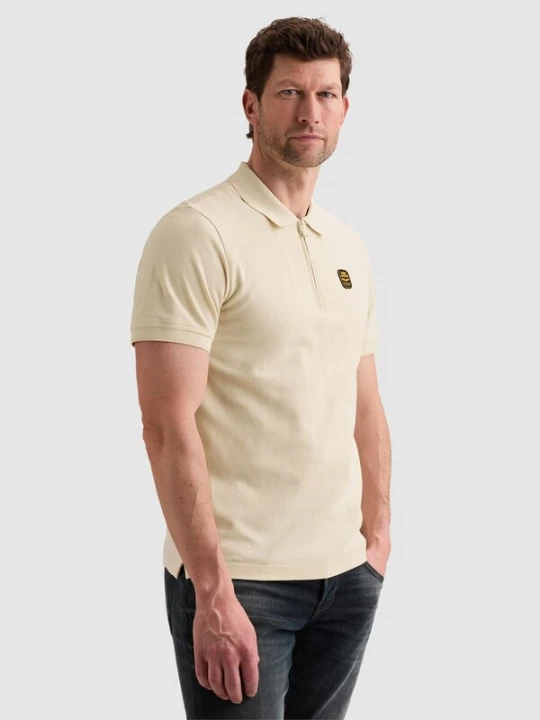 Foto van product PME Legend Shirt 'Polo shirt in piqué with zipper closure' beige