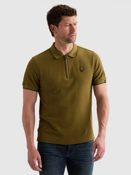 Foto van product PME Legend Shirt 'Polo shirt in piqué with zipper closure' bruin