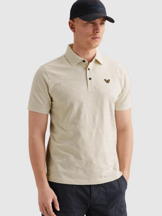 Foto van product PME Legend Shirt 'Polo shirt with allover jacquard pattern' beige