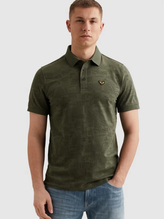 Foto van product PME Legend Shirt 'Polo shirt with allover jacquard pattern' groen