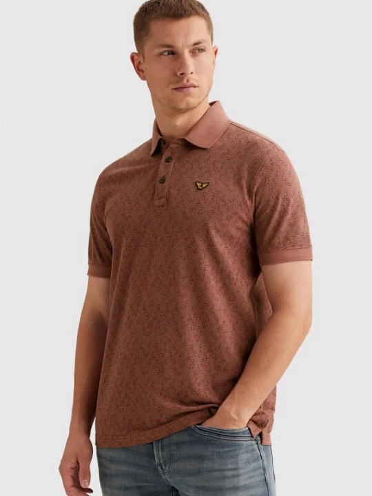 Foto van product PME Legend Shirt 'Polo shirt with allover print and ribbed collar' rood
