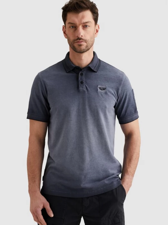 Foto van product PME Legend Shirt 'Polo shirt with cold-dye wash and flight pocket' blauw