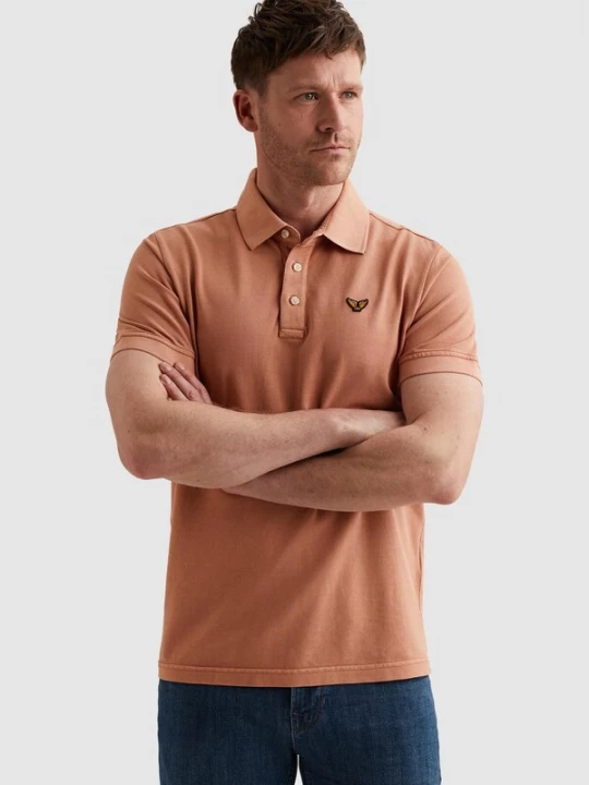 Foto van product PME Legend Shirt 'Polo shirt with garment-dye wash and tailwing logo' pink