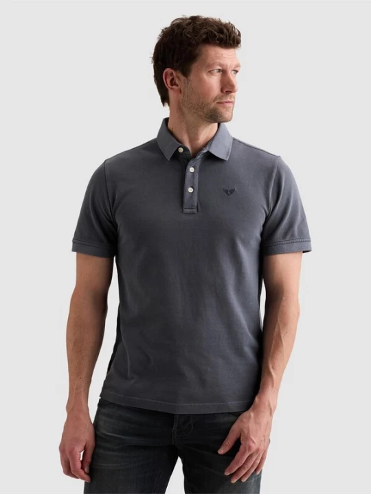 Foto van product PME Legend Shirt 'Polo shirt with garment-dye wash in piqué' blauw
