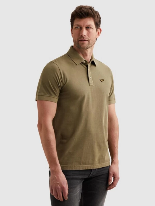 Foto van product PME Legend Shirt 'Polo shirt with tailwing logo and garment-dye wash' olijfgroen