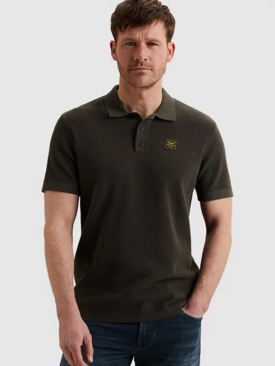 Foto van product PME Legend Shirt 'Polo shirt with waffle texture' donkergroen