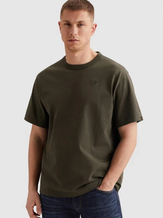Foto van product PME Legend Shirt 'Relaxed fit T-shirt with embroidered logo' donkergroen