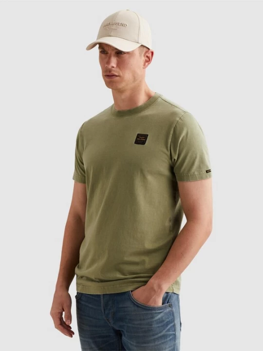 Foto van product PME Legend Shirt 'T-shirt in a cotton blend with garment-dye wash' lichtgroen