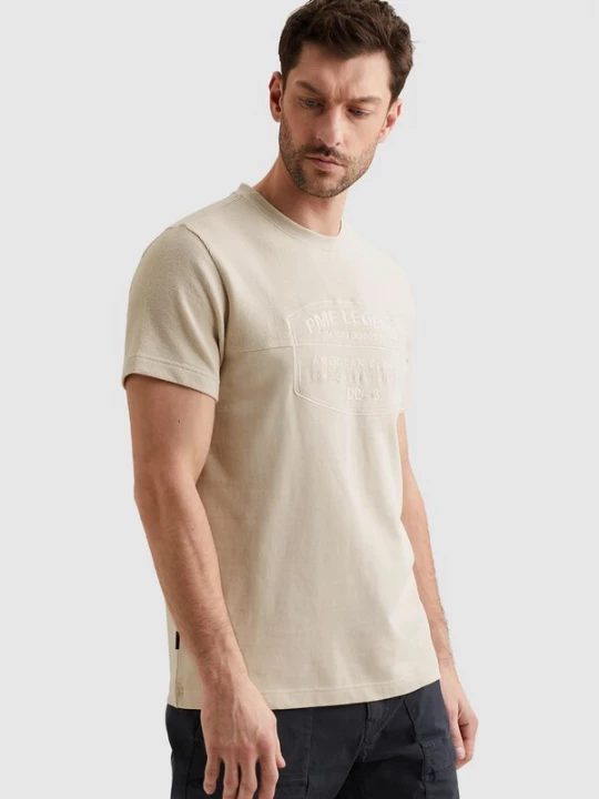 Foto van product PME Legend Shirt 'T-shirt in a material blend with artwork' beige