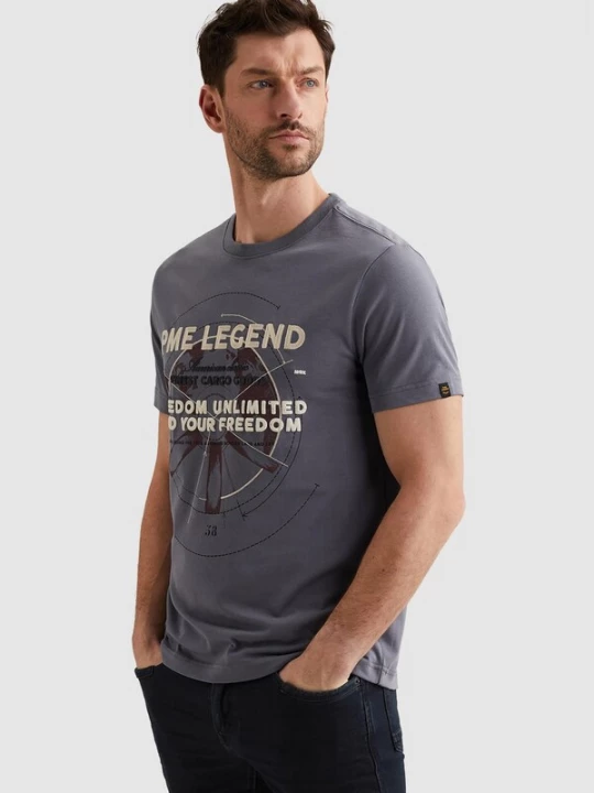 Foto van product PME Legend Shirt 'T-shirt in cotton jersey with artwork' grijs