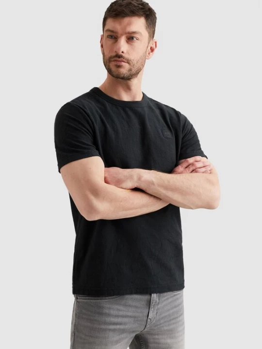 Foto van product PME Legend Shirt 'T-shirt in jersey with allover jacquard pattern' zwart