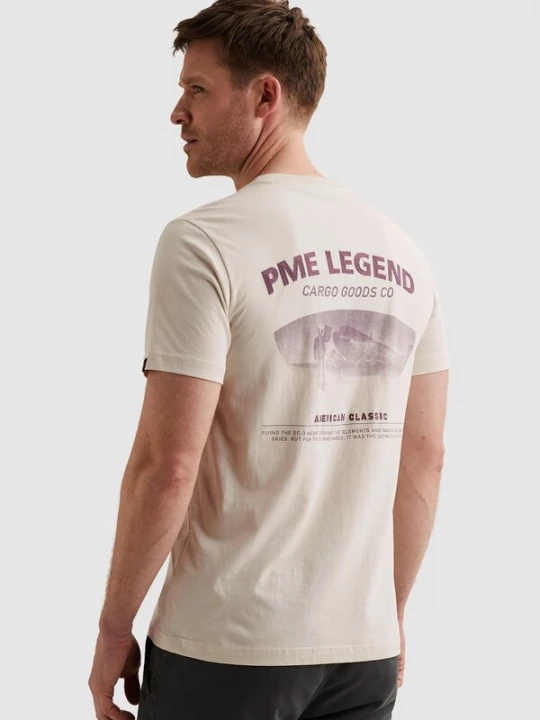 Foto van product PME Legend Shirt 'T-shirt in jersey with back artwork' beige