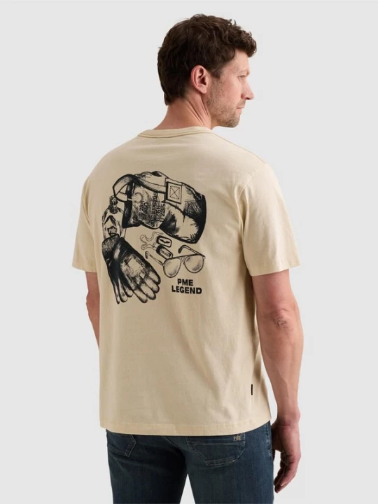 Foto van product PME Legend Shirt 'T-shirt in jersey with small artwork on the chest' beige