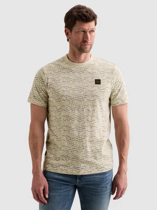 Foto van product PME Legend Shirt 'T-shirt in slub jersey with allover print and badge' beige
