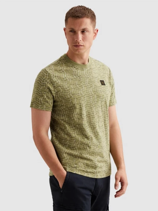 Foto van product PME Legend Shirt 'T-shirt in slub jersey with allover print and badge' lichtgroen
