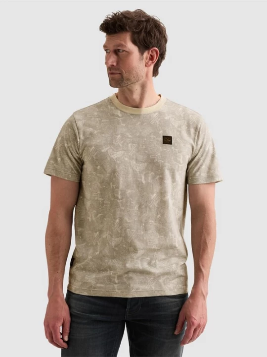 Foto van product PME Legend Shirt 'T-shirt in slub jersey with subtle allover print' beige