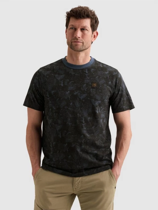 Foto van product PME Legend Shirt 'T-shirt in slub jersey with subtle allover print' blauw