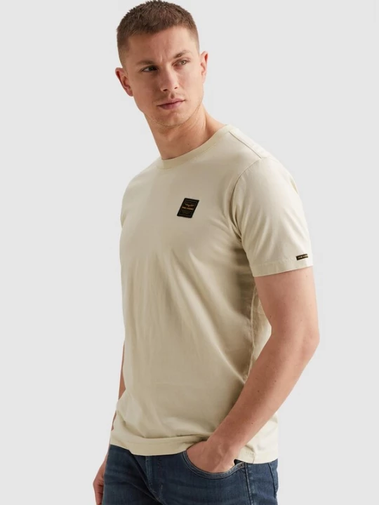 Foto van product PME Legend Shirt 'T-shirt with a garment-dye wash and badge' beige