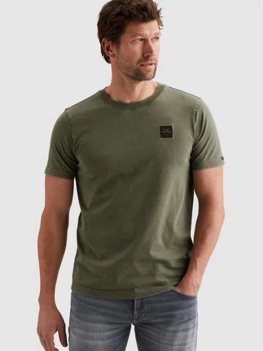 Foto van product PME Legend Shirt 'T-shirt with a garment-dye wash and badge' donkergroen