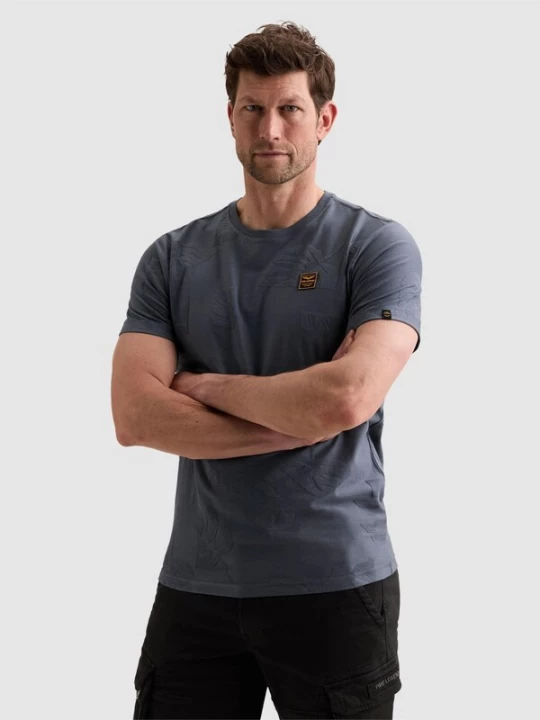 Foto van product PME Legend Shirt 'T-shirt with allover jacquard pattern' blauw