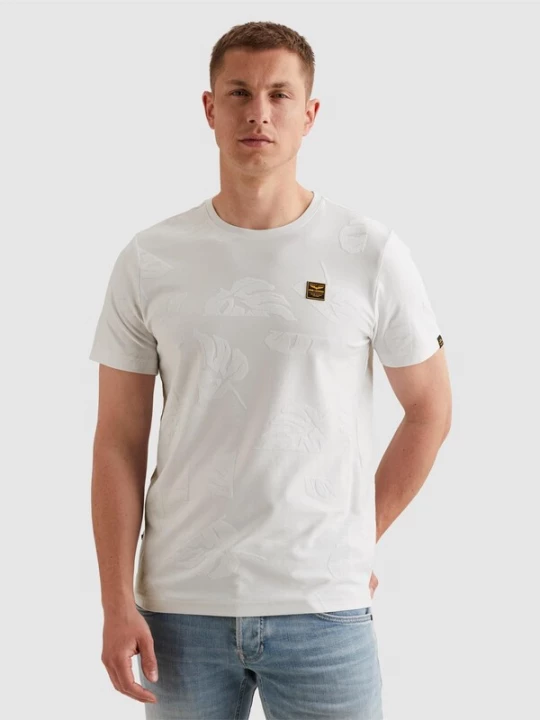 Foto van product PME Legend Shirt 'T-shirt with allover jacquard pattern' wit