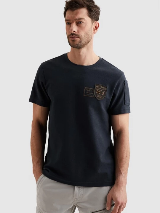 Foto van product PME Legend Shirt 'T-shirt with artwork and flight pocket' smoky blue