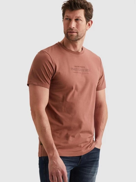 Foto van product PME Legend Shirt 'T-shirt with artwork and stitching details' rood