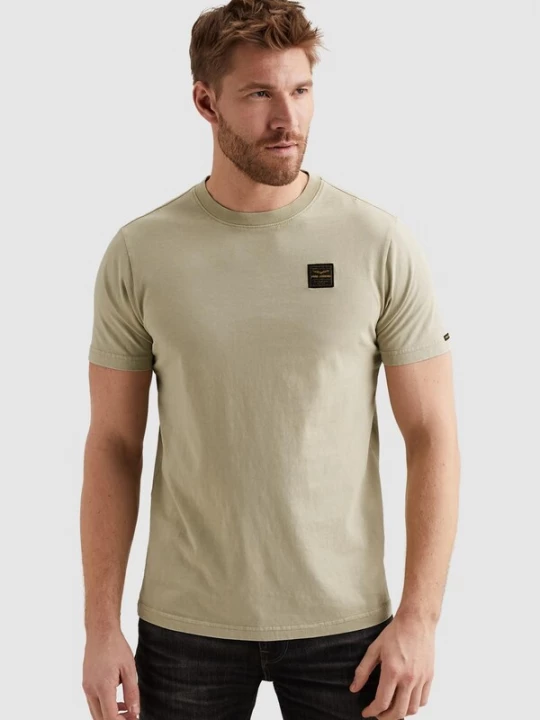 Foto van product PME Legend Shirt 'T-shirt with badge and a garment-dye wash' lichtgroen