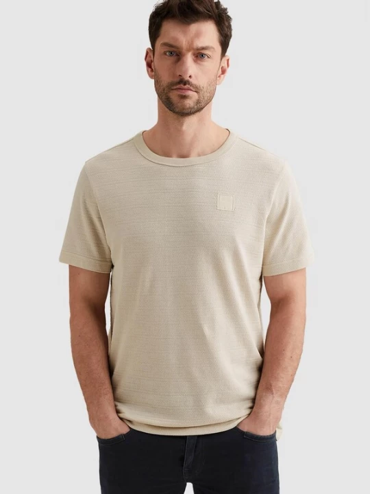 Foto van product PME Legend Shirt 'T-shirt with jacquard stripe pattern' beige