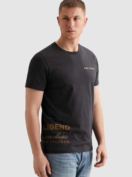 Foto van product PME Legend Shirt 'T-shirt with off-placed artworks' grijs