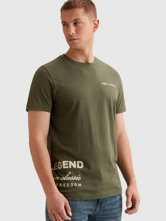 Foto van product PME Legend Shirt 'T-shirt with off-placed artworks' groen