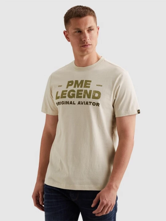 Foto van product PME Legend Shirt 'T-shirt with rugged artwork on the chest' beige