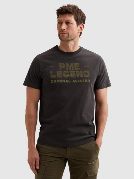 Foto van product PME Legend Shirt 'T-shirt with rugged artwork on the chest' donkergrijs