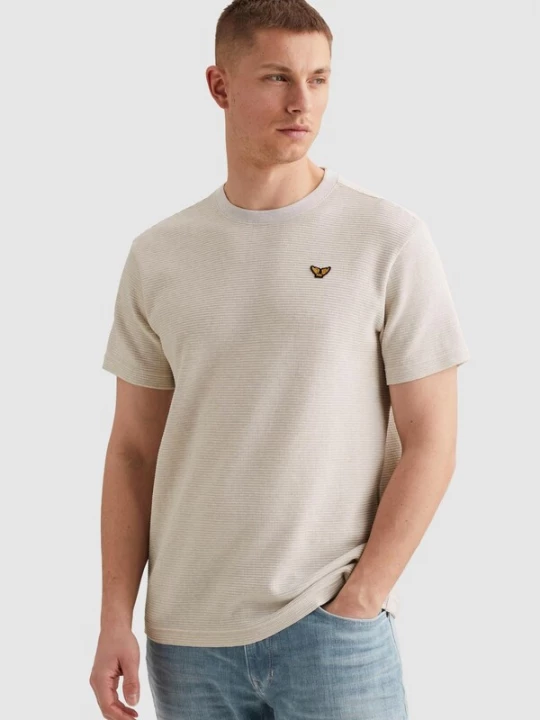 Foto van product PME Legend Shirt 'T-shirt with two-tone stripe pattern and texture' beige