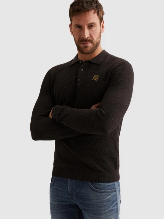 Foto van product PME Legend Trui 'Polo shirt in 100% cotton with long sleeves' donkergrijs
