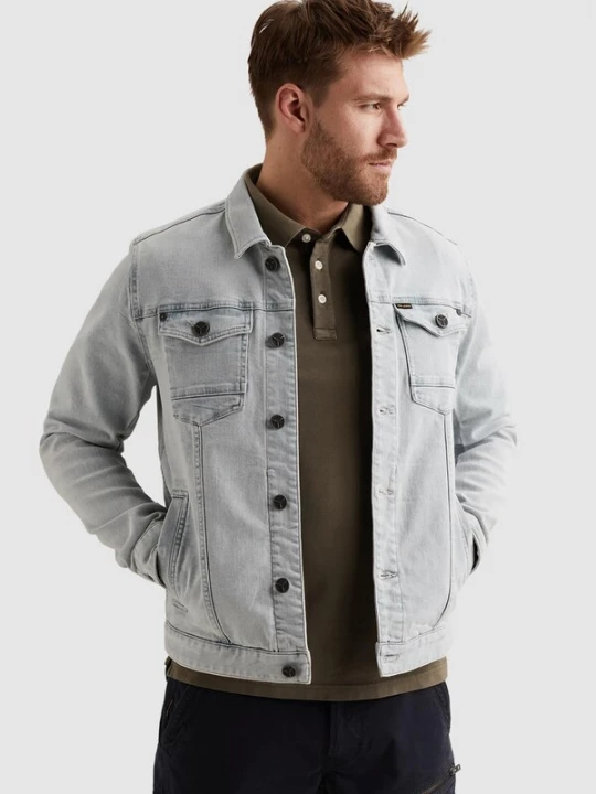 Foto van product PME Legend Tussenjas 'Denim jacket with embroidered artwork' lichtblauw