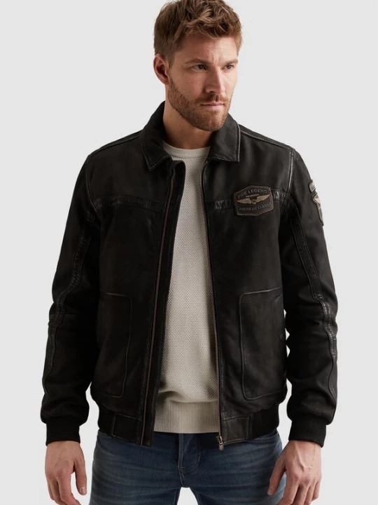 Foto van product PME Legend Tussenjas 'Summer Hudson leather jacket' zwart