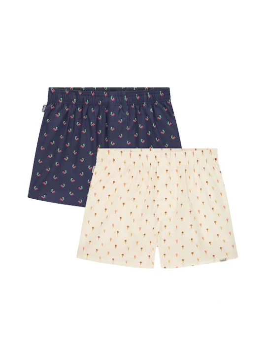 Foto van product Pockies Boxershorts 'Cherries 'n' Icecream' ecru / donkerblauw / bruin / kersrood