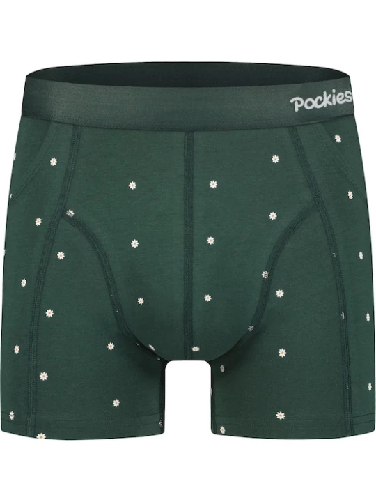 Foto van product Pockies Boxershorts curry / donkergroen / wit
