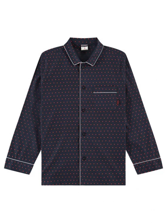 Foto van product Pockies Pyjama lang 'Luv' navy / rood / wit
