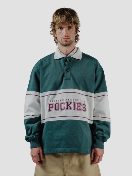 Foto van product Pockies Sweatshirt lichtbeige / spar / roestrood