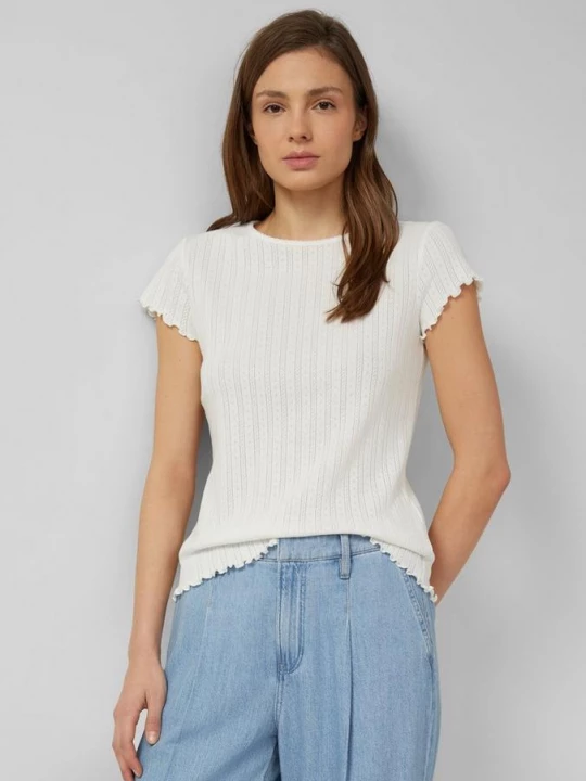 Foto van product Pointelle overhemd in slim fit met schulprand s.Oliver crème