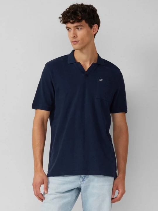 Foto van product Polo met gestructureerde strepen en open kraag s.Oliver blauw