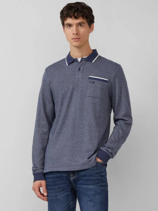 Foto van product Polo met lange mouwen en manchetten in een gemêleerde look s.Oliver blauw