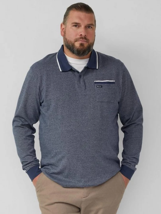 Foto van product Polo met lange mouwen en manchetten in een gemêleerde look s.Oliver blauw