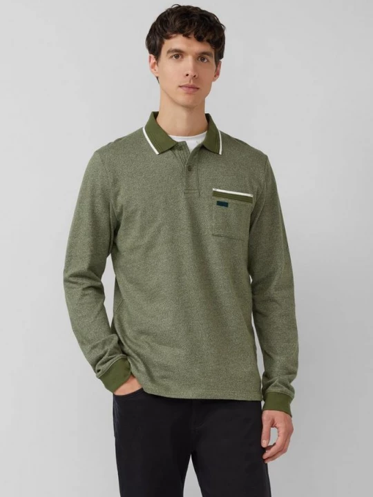 Foto van product Polo met lange mouwen en manchetten in een gemêleerde look s.Oliver groen