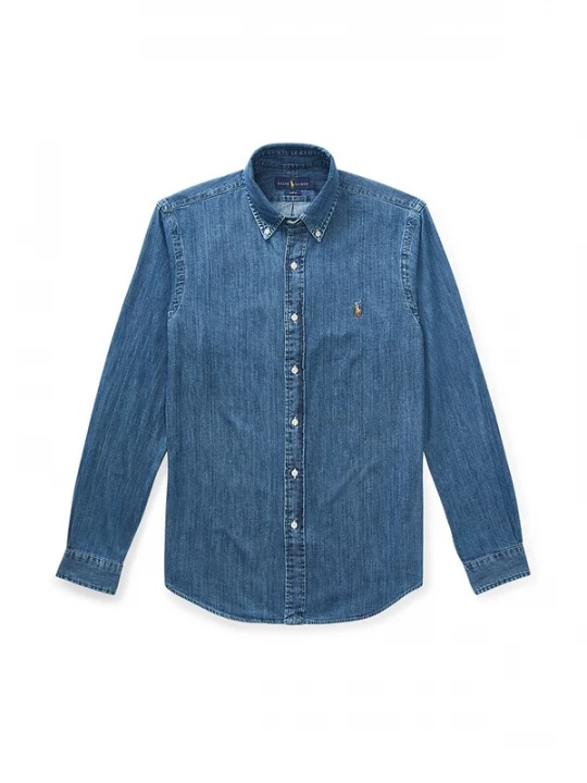 Foto van product Polo Ralph Lauren Overhemd blauw denim / cognac / wit