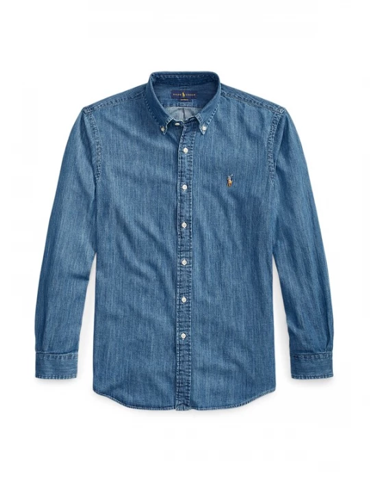 Foto van product Polo Ralph Lauren Overhemd blauw denim / lichtbruin / wit