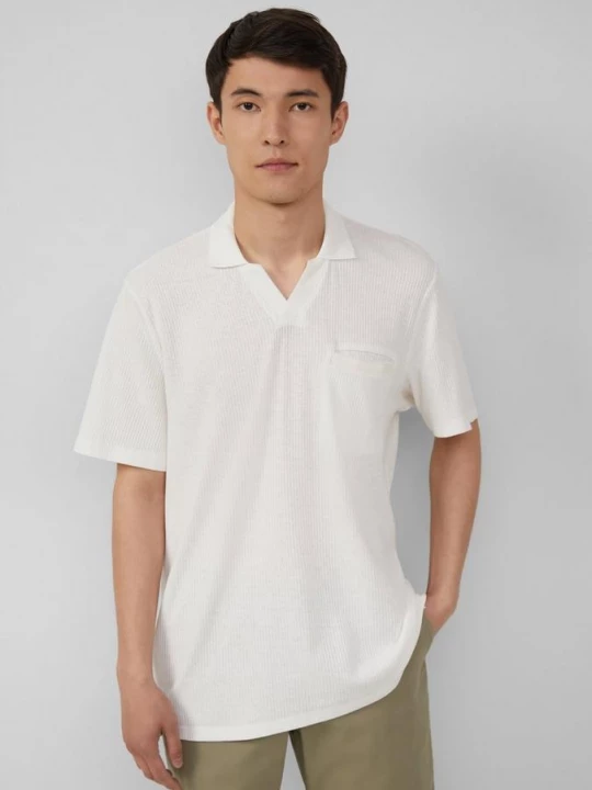 Foto van product Polo van een linnenmix met borstzak s.Oliver wit