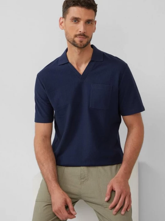 Foto van product Polo van gestructureerde jersey met borstzak s.Oliver blauw